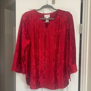 NWT Alfred Dunner Vibrant Red Textured Blouse